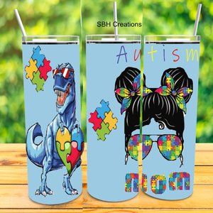 Dino Autism mom Tumbler